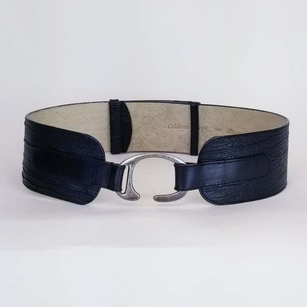 Black Leather Wide Belt S/M Coldwater Creek